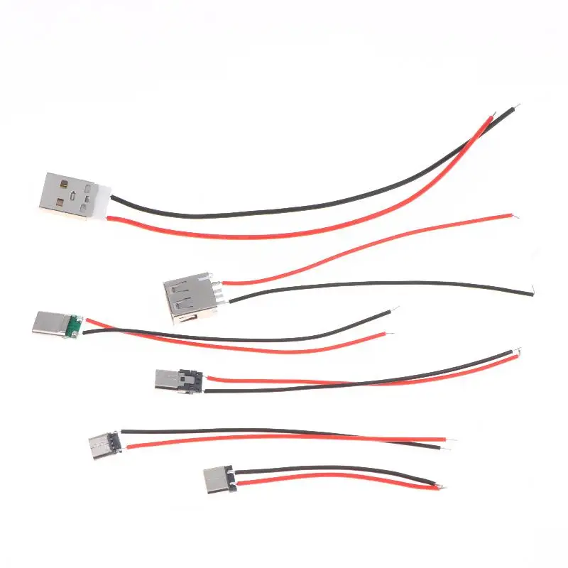 【CCA】5PCS 2Pin Micro USB Type C Male Female Jack Welding Wire Straight Connector For Mobile Phone Charging Port Socket