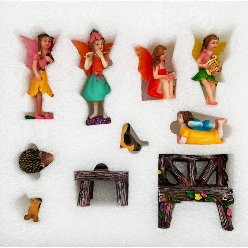 Garden Statues Fairies Set of 10 Pcs Miniature Garden Figurines Fairies Statues Outdoor Decor Garden Art Outdoor