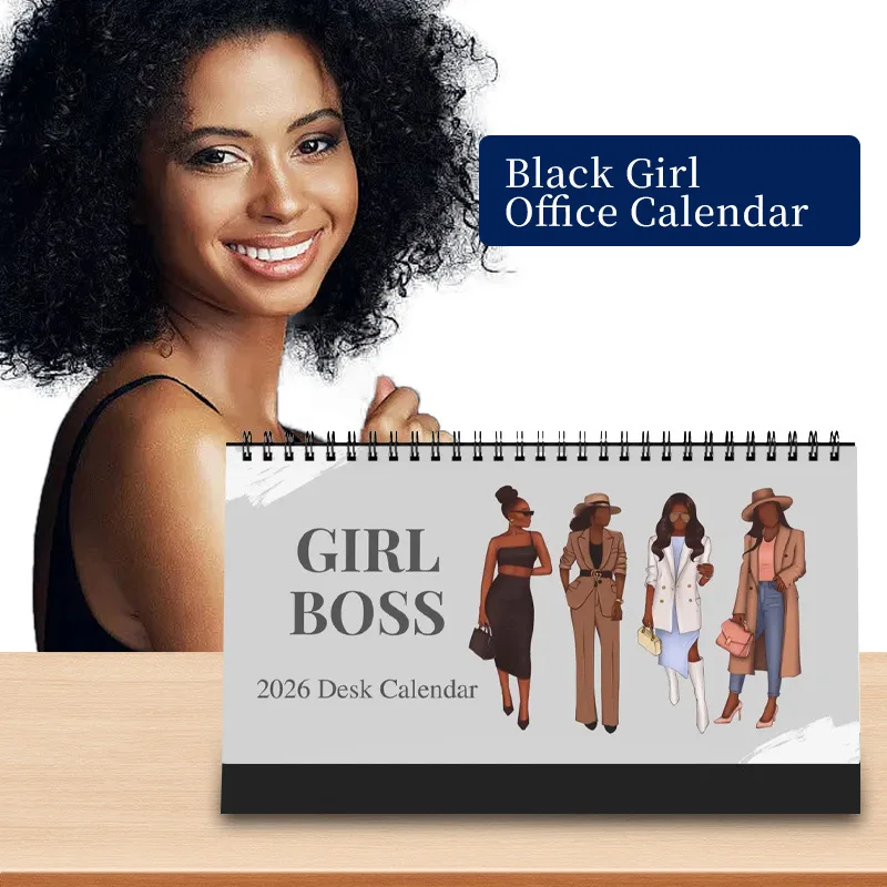 

1 шт., офисный настольный календарь для черной девушки, креативный персонализированный домашний настольный орнамент для комнаты, безопасный материал, атмосфера