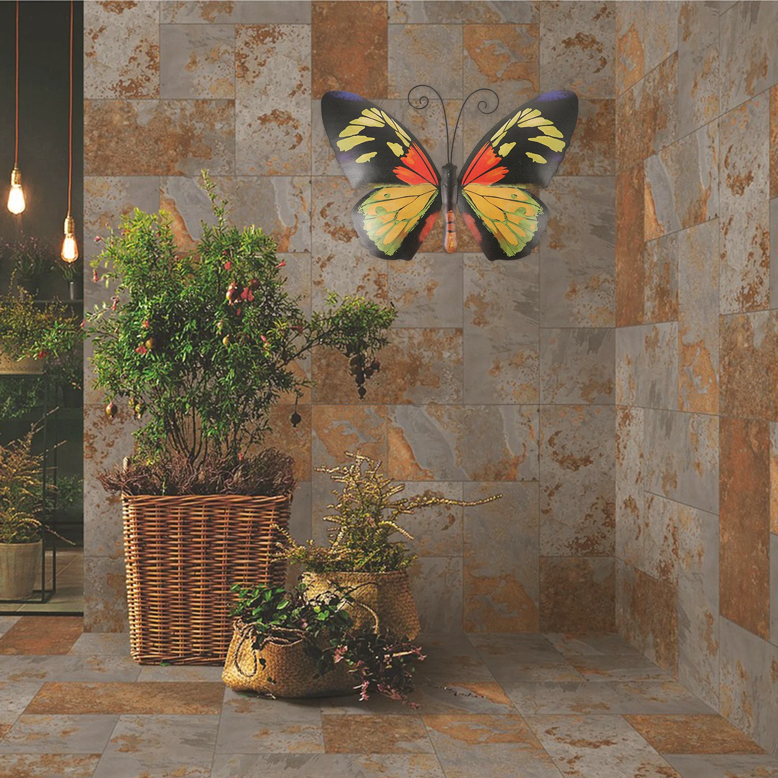 

Iron Butterfly Outdoor Butterfly Decor Decor Wrought Hanging Outdoor Durable Metal Art Purple Color Bright Design