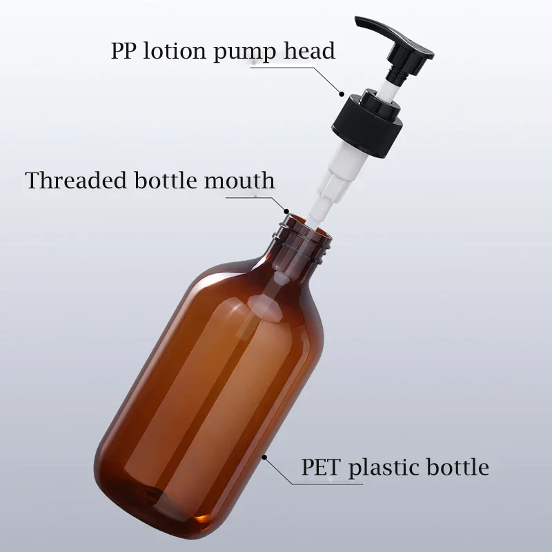 16Pcs Green Brown Shampoo Refillable Bottles 300ml/500ml Plastic Pump Container For  Liquid Soap Lotion Shower Gel Bath Supply
