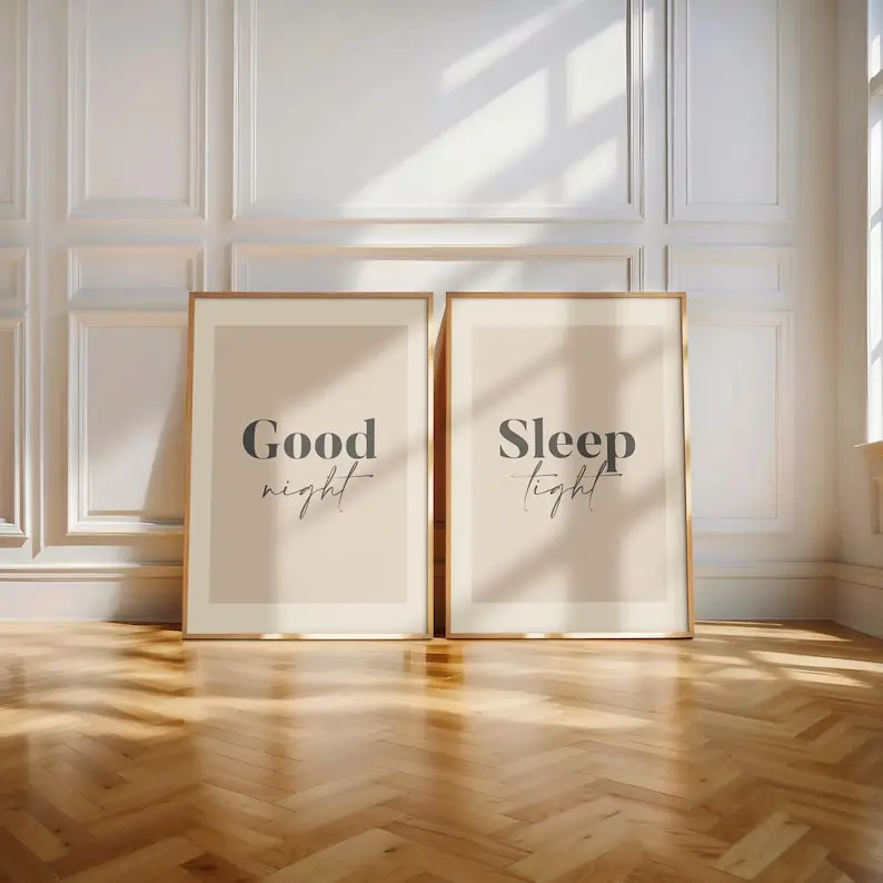 2pcs/set Good Night Have A Good Night's Sleep Bedroom Canvas Poster Minimalist Bedtime Quotes Wall Art Print for Home Decor Gift