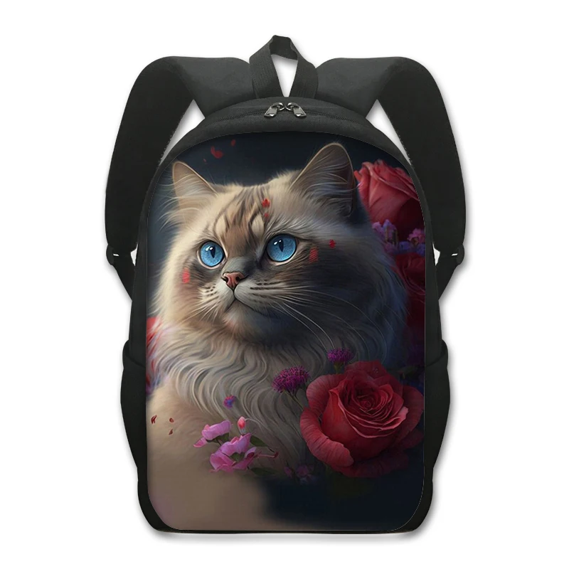 Kawaii Kitten Backpack for Teenager Persian / Felinae Siamese Cat Rucksacks Children School Bag Magic School Laptop Book Bags