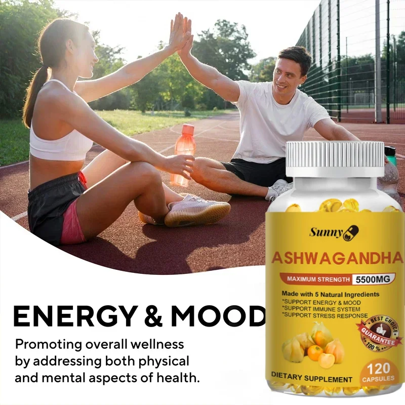 Ashwagandha Supplement Capsules - High Strength Extract - Relieves Stress and Anxiety, Helps Mood, Immunity, Energy