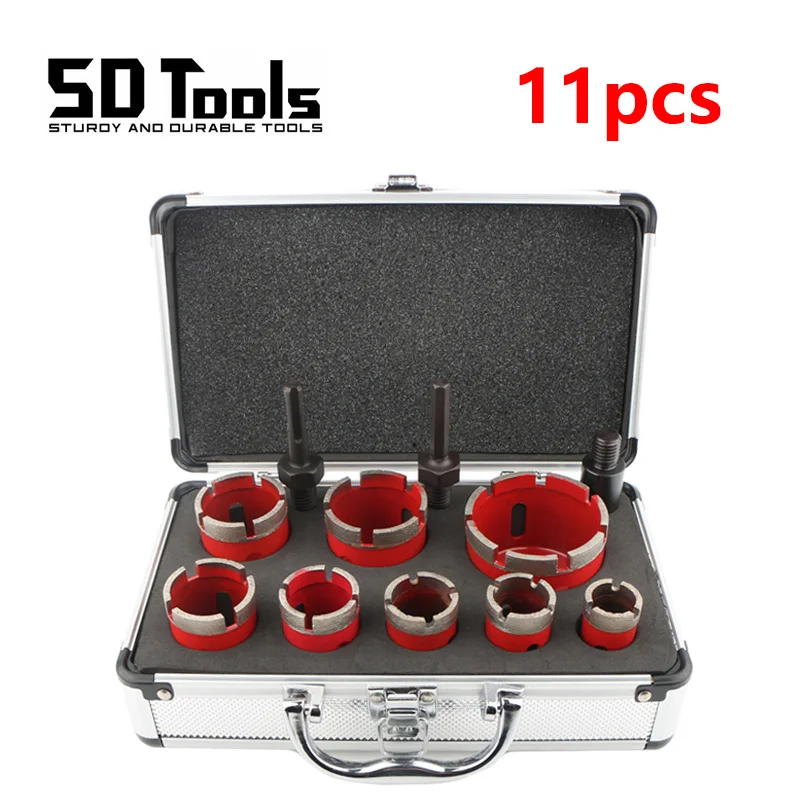 11Pcs M14 5-8/11 Thread Sintering Diamond Hole Saw Drill Bits Set For Marble Granite Brick Tile Ceramic Concrete Drilling Tools