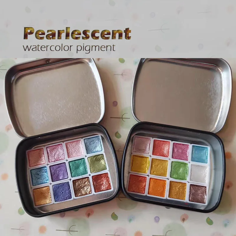 12 Colors 0.5ml Pearlescent Watercolor Pigment