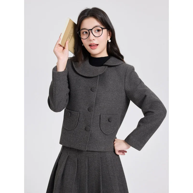 Thick women's suit jacket2025New autumn and winter professional attire, stylish and casual woolen suit skirt