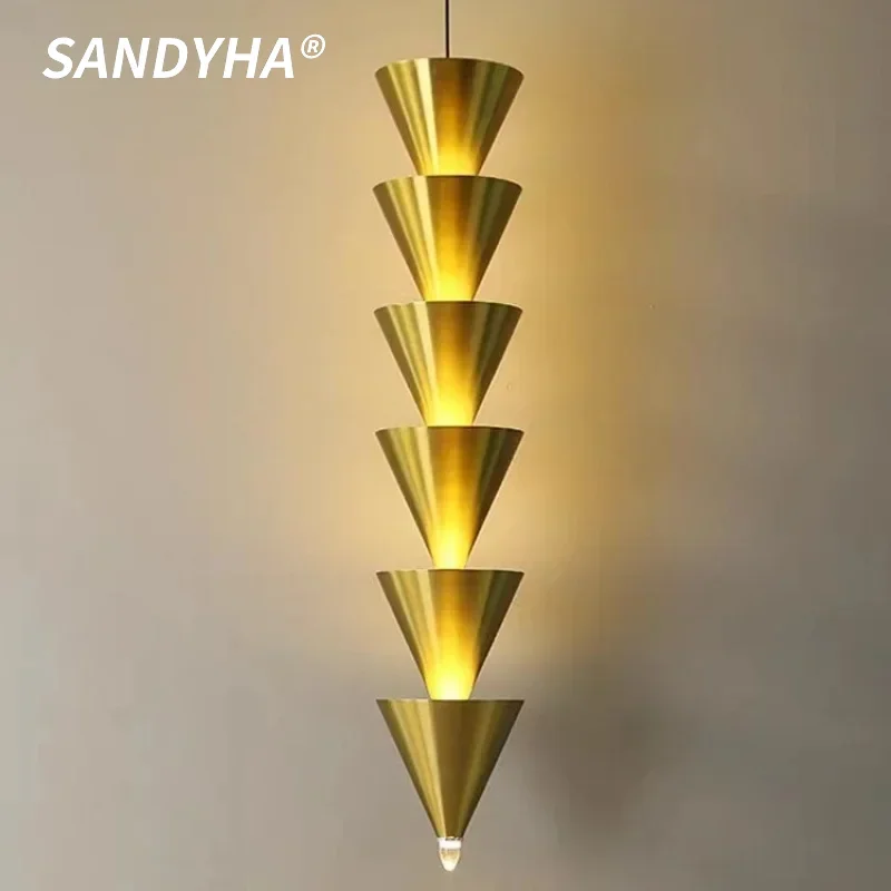 SANDYHA Nordic Hourglass Pendant Lights Cone Shaped Iron Lampshade Living Room Bedroom Sofa Bedside Lamp Home Decor LED Lighting