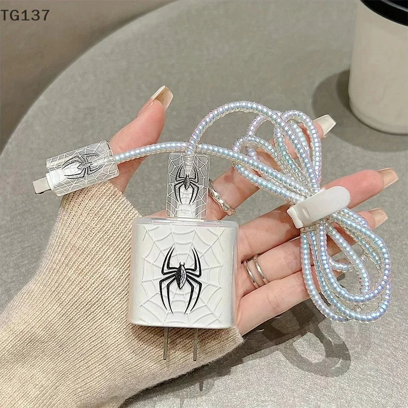 Spider Butterfly Design Charger Protector Cover Anti-Breaking Cable Winder For IP 18/20W Charger Compatible with iPhone 12 13 14