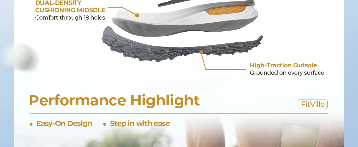 FitVille Men'S Wide Waterproof Spikeless Golf Shoes, High Traction Anti-Slip Sole, Shock Absorption Cushioning Arch Support Professional Golf Trainers, Roomy Toe Box For Wide & Fat Feet