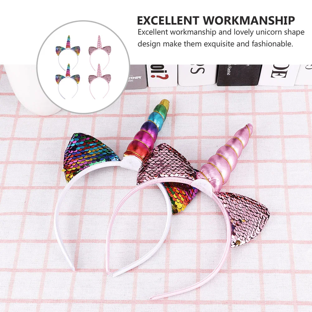 Unicorn Headband Birthday Headpieces Party Headwear Kids Hair Cosplay Headdress Cartoon Hoop Bands