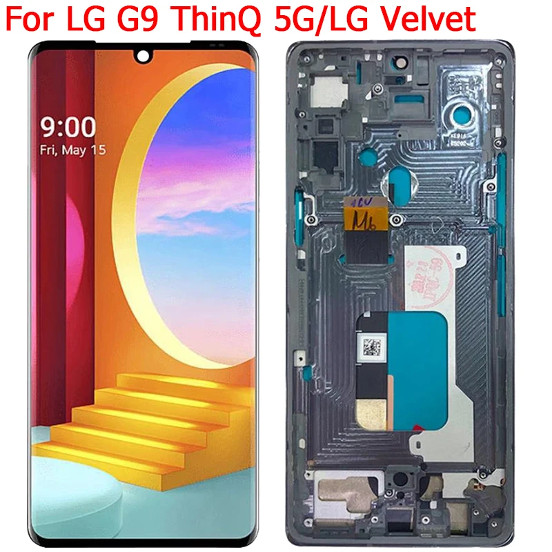 

Для LG Velvet LM-G910EMW LG G9 ThinQ 5G ЖК-дисплей с сенсорным экраном с рамкой 6,8 "G9 LM-G900N дисплей дигитайзер панель