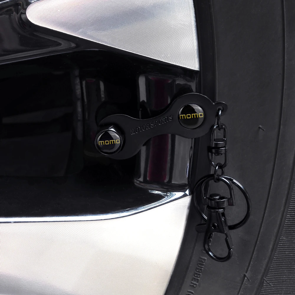 Car Styling Auto Wheels Tire Valve Stem Caps Keychain For MOMO Logo for Dodge Ram Jeep Land Rover Chevrolet Buick Chrysler Audi view 4