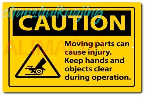 Sign Caution Moving Part Metal Aluminum Sign, OSHA Warning  Area Tin ANSI 8x12