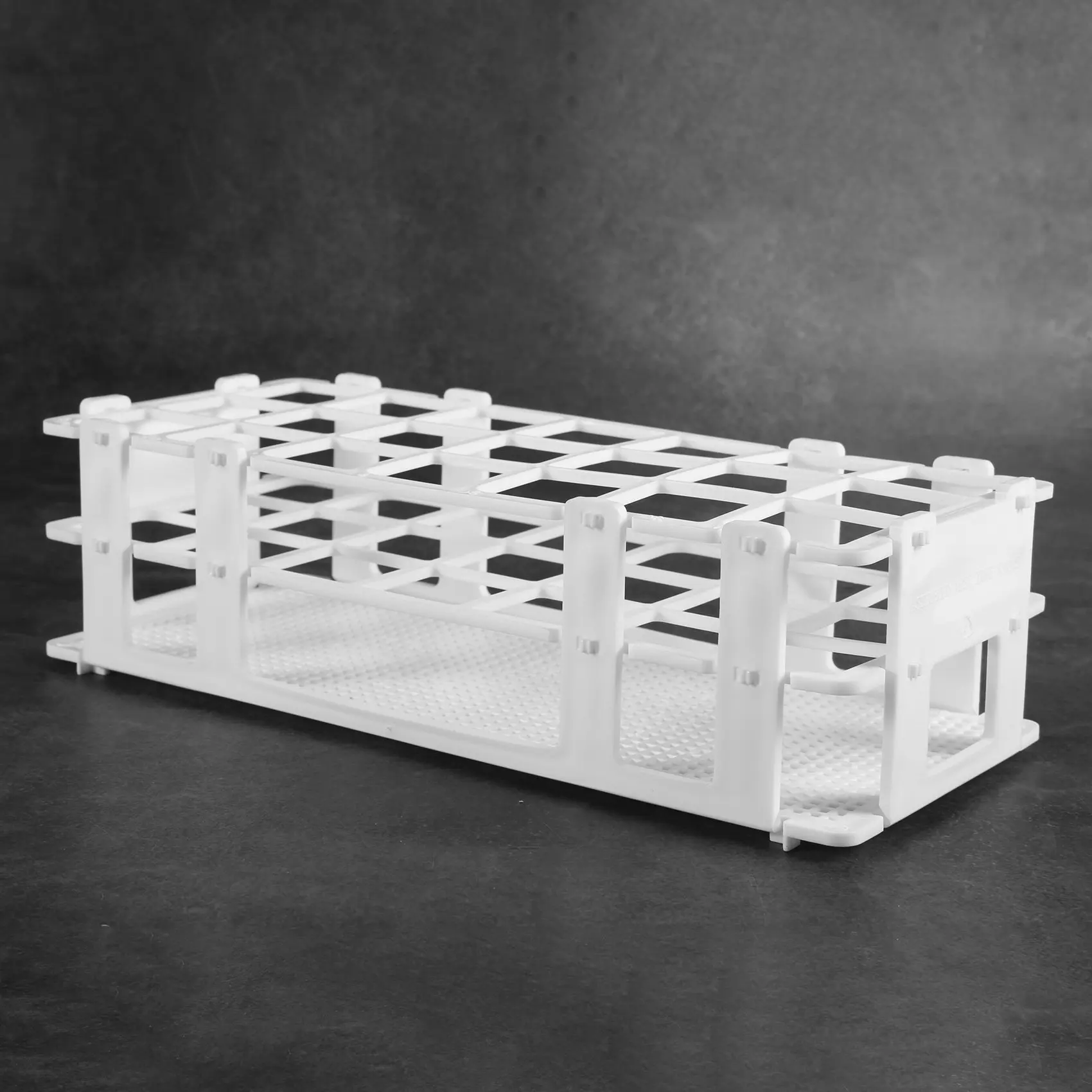 Soporte para tubos de ensayo de plástico para tubos de 30 mm, 21 pocillos, blanco, desmontable (21 orificios)