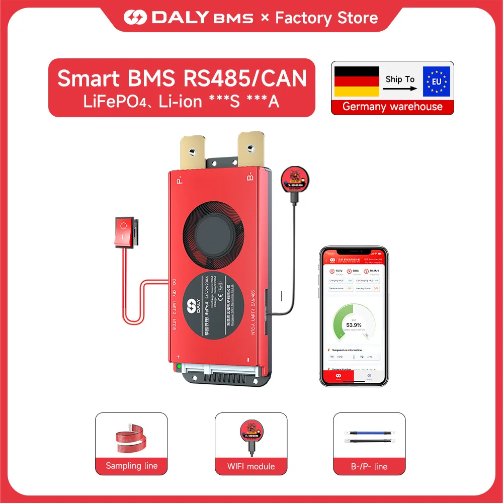 Daly Smart BMS 150A 200A Lifepo4 4S 12V 8S 24V 16S 48V BMS BT RS485 CANBUS 18650 Batterie-BMS