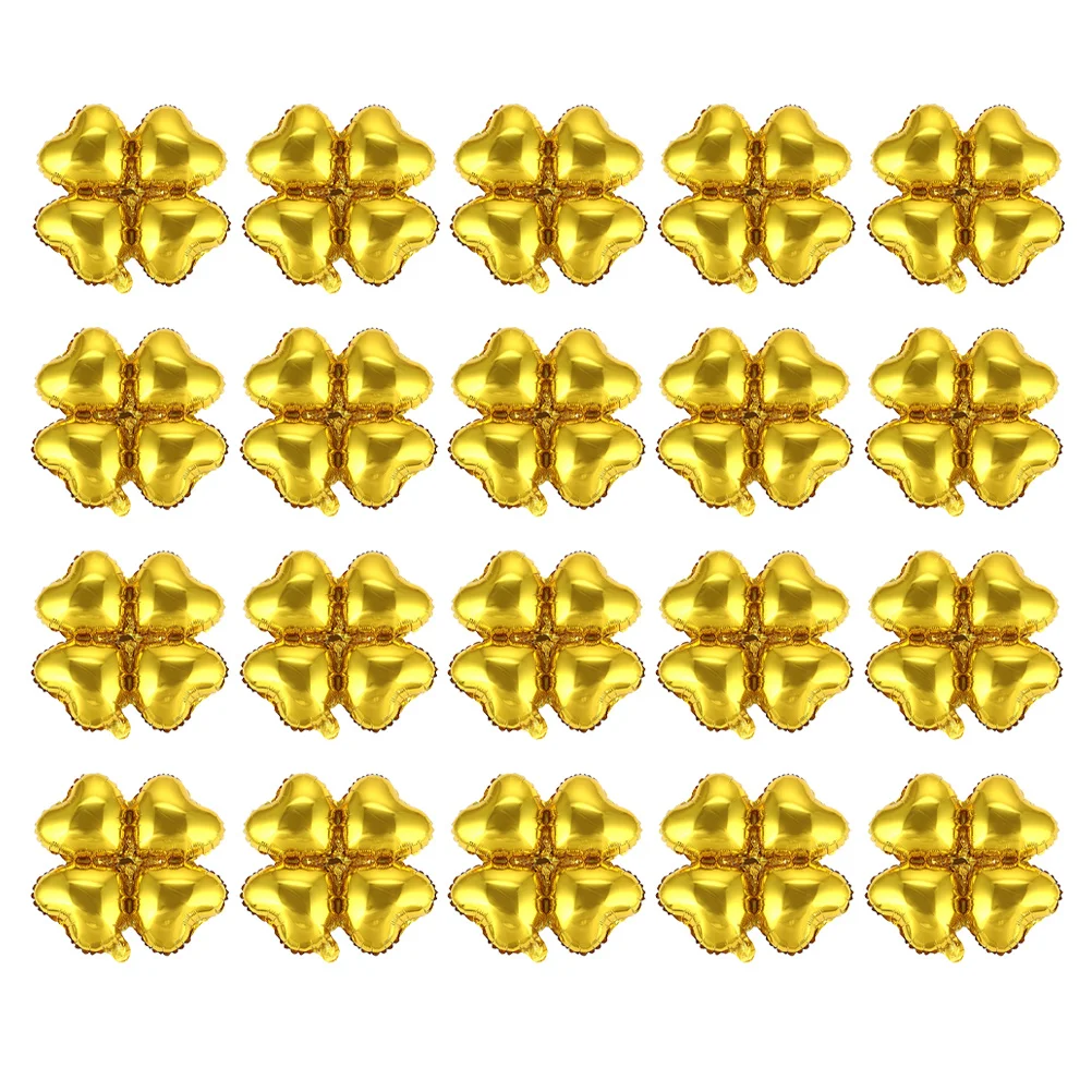 

50Pcs Heart Shape Four Leaf Clover Foil Balloons Golden Festival Party Decorations Wedding Birthday Backdrop Photo Props