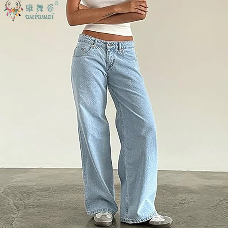 

Женские джинсы Y2K осенние синие свободные сексуальные с низкой посадкой прямые облегающие, джинсовые брюки-бойфренды с карманами, уличный стиль