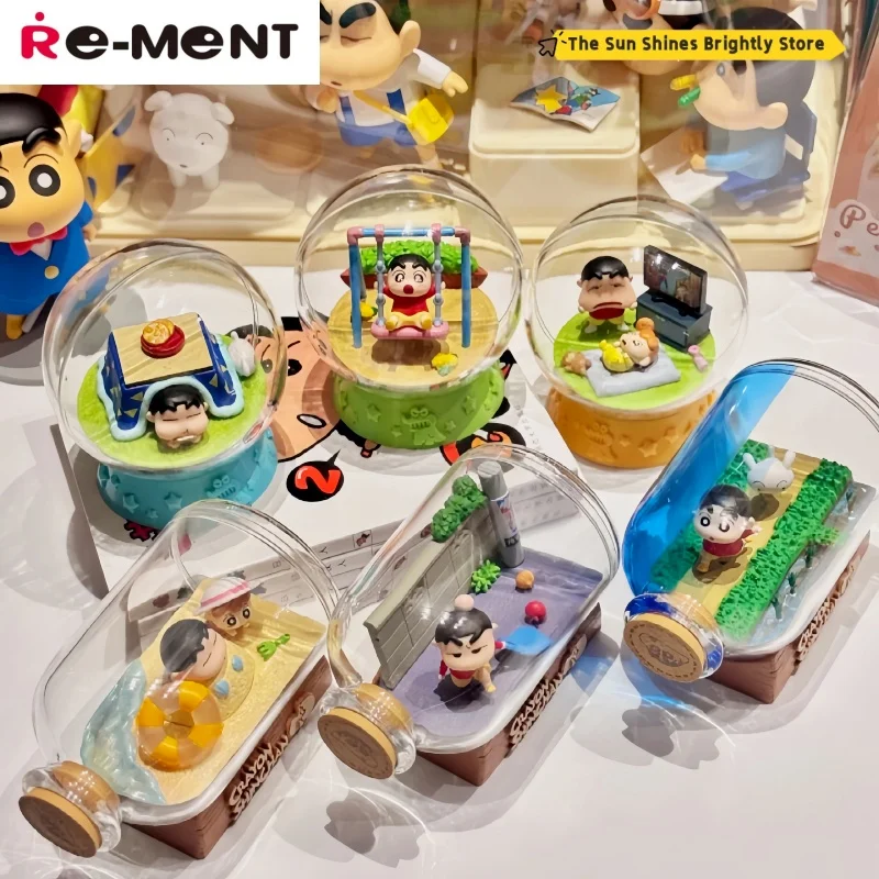 Nuevo Original Re-Ment Crayon Shin-Chan botella escena 2 serie de botellas en miniatura diarias figura de acción montaje caja ciega Juguetes