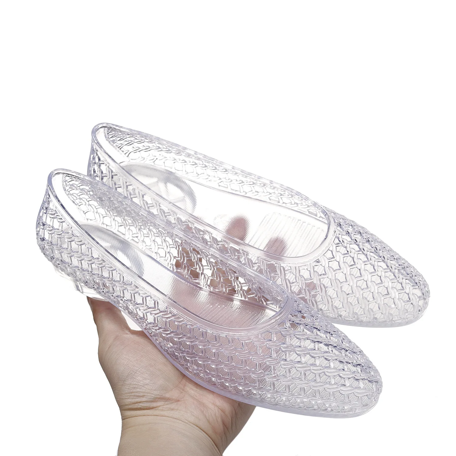 Hollowed Out Sandals Shallow Mouth Korean New Transparent Casual Women's Shoes Summer Beach Sandals