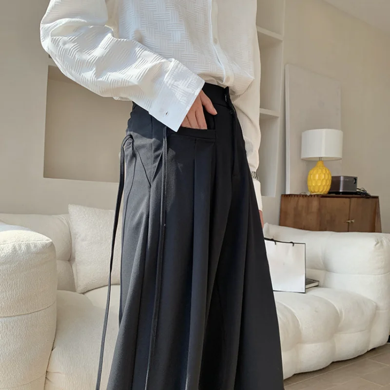 Japanese Ruffian High School Pants Men Niche Double Rope Naples Trousers Yamamoto Straight Loose Drop Feeling Wide Leg Pants