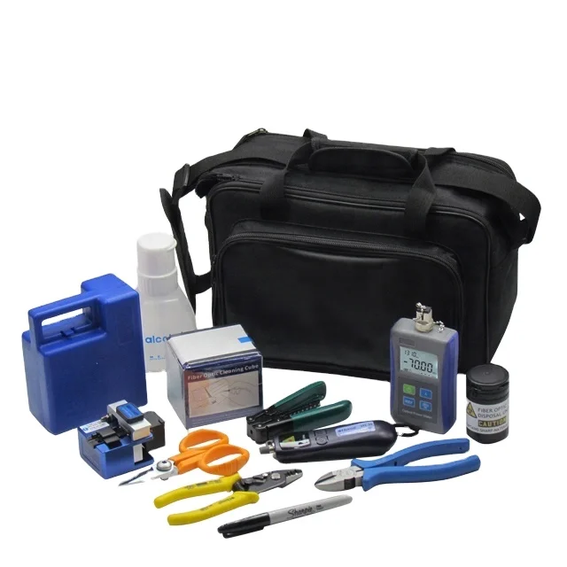 Deluxe Fiber Optic Fusion Splicing Tool Kit with Power Meter Finder Visual Fault Locator Optical Pliers for All Major Brands