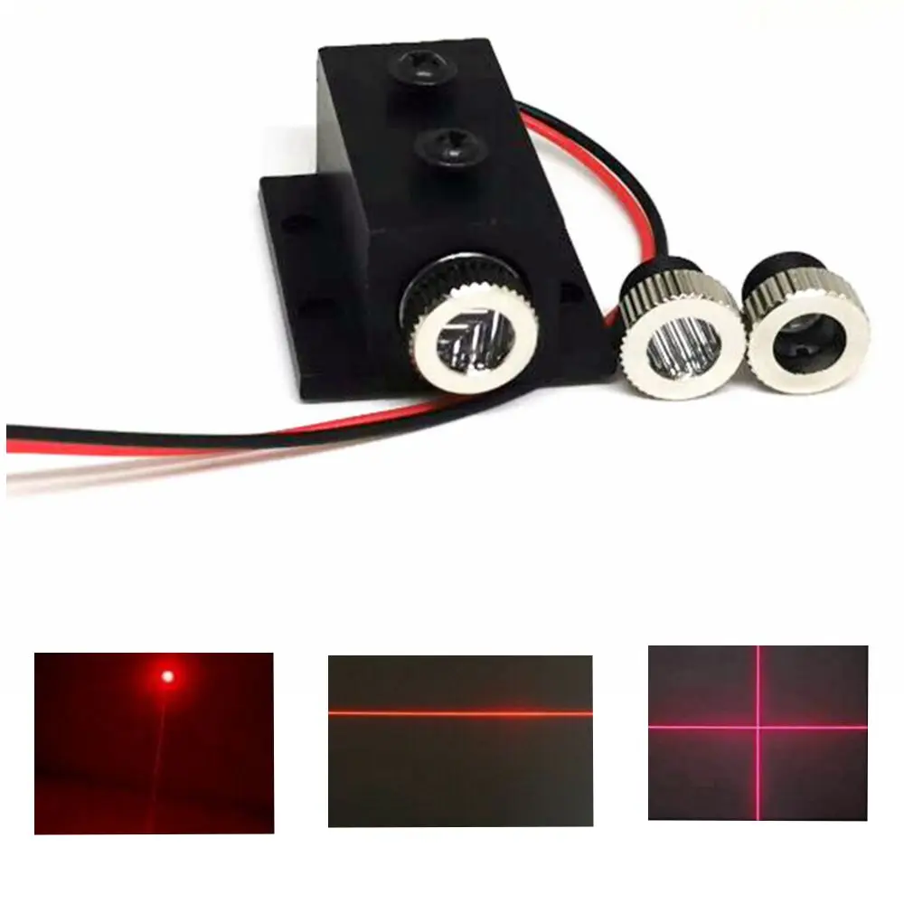 Focusable 30mW 650nm Red Laser Diode Module With Dot Line Cross Beam Caps Heatsink Holder