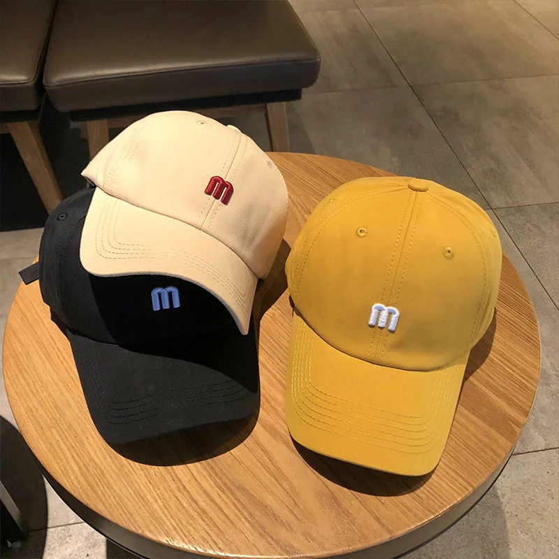 M Embroidery Baseball Cap Solid Color Casual Hats Lightweight Adjustable Sun Hat For Women Men