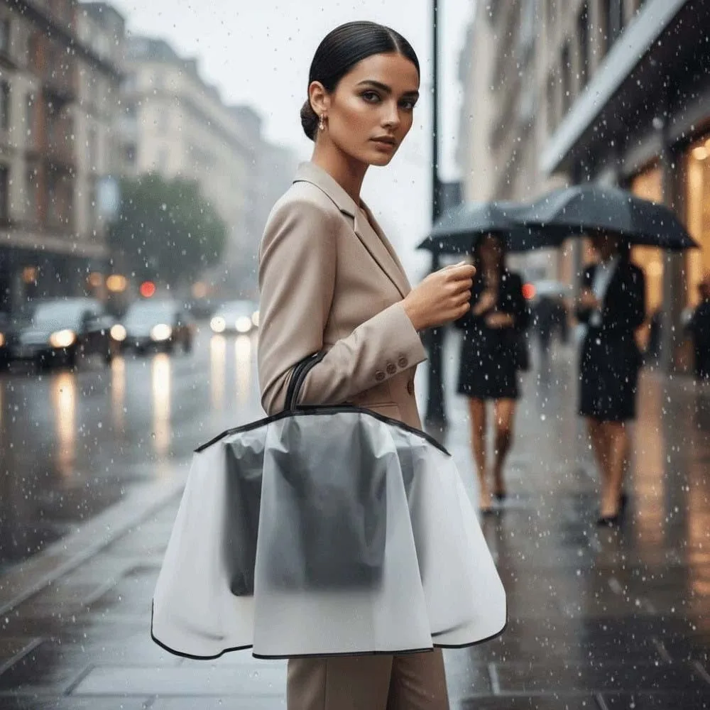 Universal Fit Bag Raincoat Frosted Matte Transparent Handbag Cover Foldable Eco-Friendly Tote Protector Office Ladies