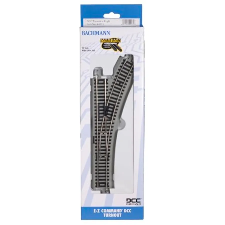 

HO Scale Trains: E-Z COMMAND DCC Equipped Right Turnout, Nickel Silver E-Z Track with Grey Roadbed Medium