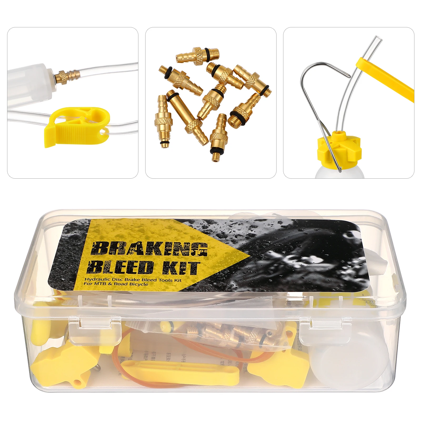 

Hydraulic Disc Brake Oil Filling Tools Mountain Bike Brake Bleed Kit Mineral Oil Compatible Multi-Function Oiler Wrenches Easy