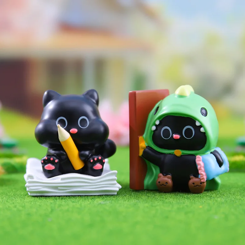 Nowy Czarny Kot Blind Box Szczęśliwe Życie Kot Seria 2 Figurki Anime Lalki Blind Bag Mystery Box Dekoracja Prezent Świąteczny dla Dzieci