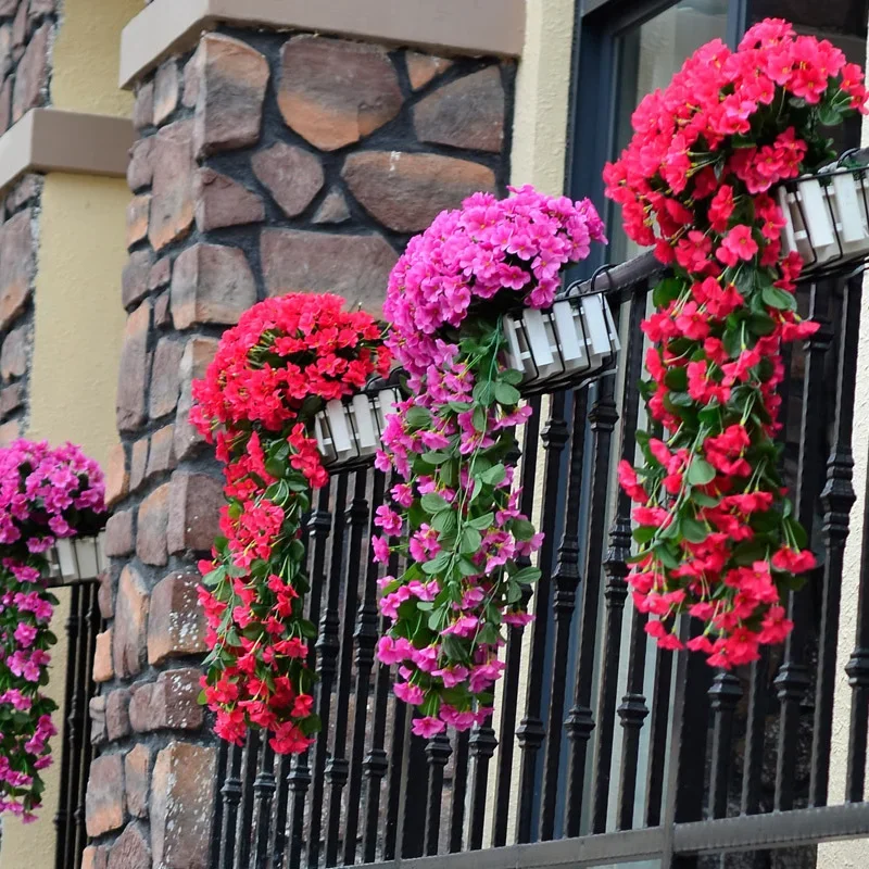 Fiori viola artificiali festa di nozze appeso balcone decorazione del giardino parete finta pianta di vite ghirlanda di fiori finti decorazioni per