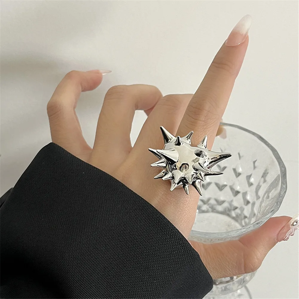Europe And The United States New Sea Urchin Rivet Geometric Metal Ring Niche Design Sense Of Female Accessory Gifts 2025