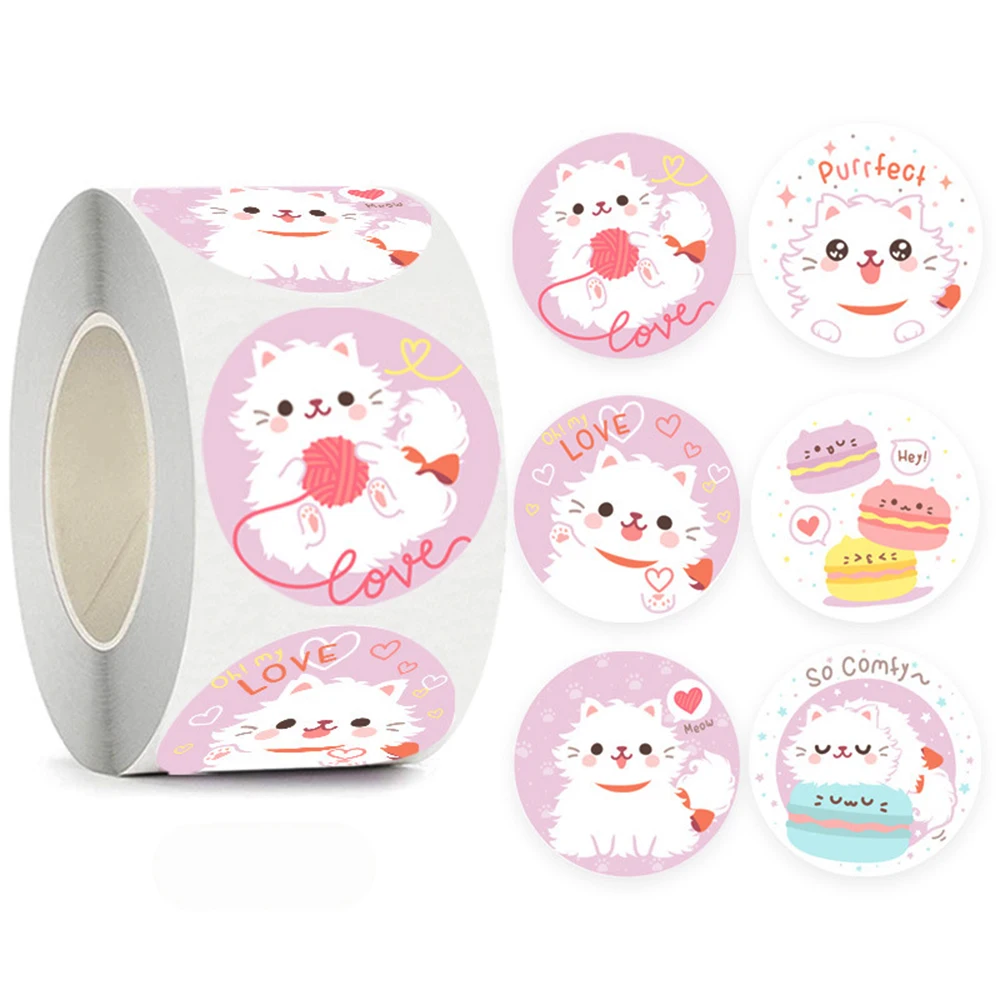 50-500pcs Kawaii Cat Thank You Stickers Adhesive Gift Decoration Seal Labels for Baking Packaging,Envelope Seals Kids Reward