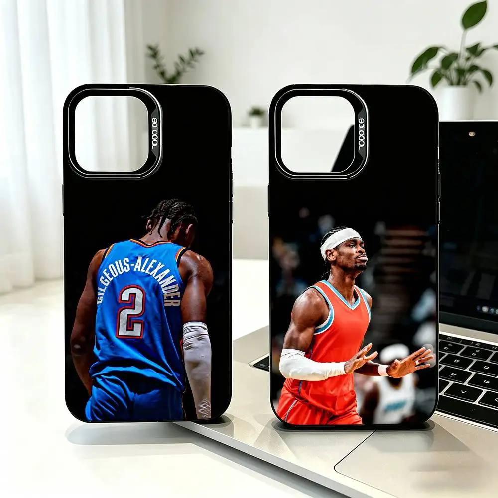 

Basketball Shai-i Gilgeous-Alexander Phone Case For iPhone 17,16,15,14,13,12,11 Plus,Pro Max,XS,Colorful Silver Black Cover