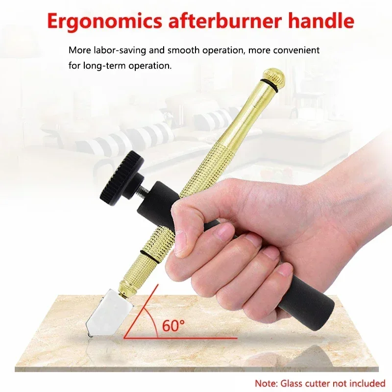 1Pcs Glass Cutter Afterburner Handle Oil Filled Roller Power-assisted Handle Diamond Glass Knife Handle Hand Tool Accessories