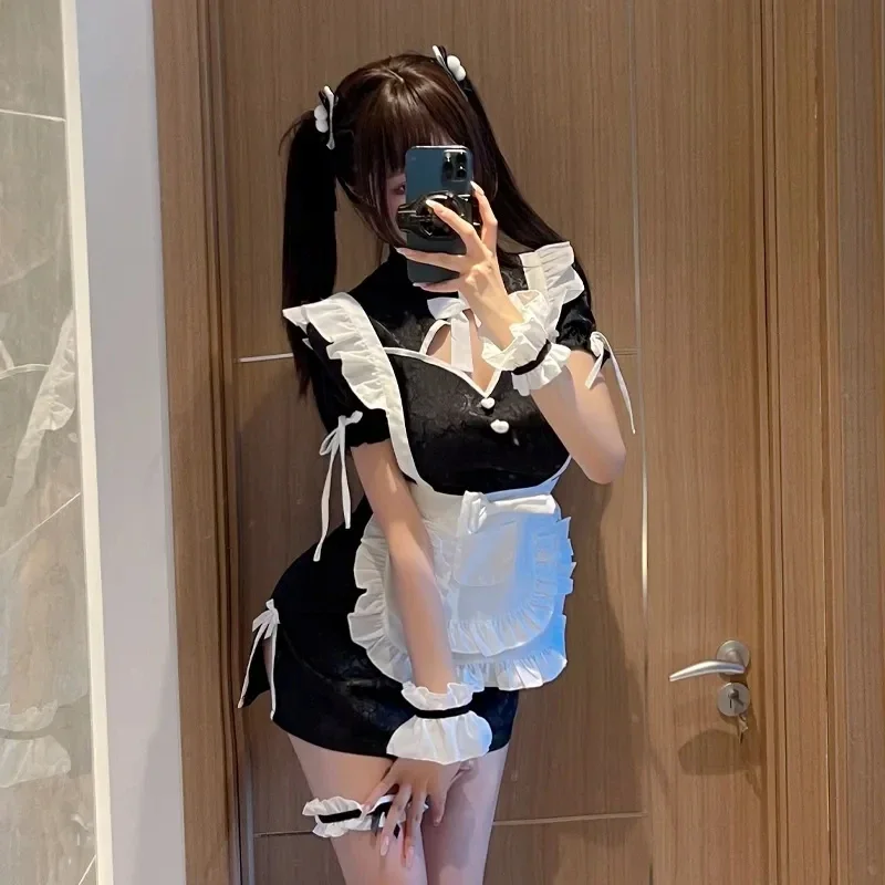 

Retro Cheongsam Anime Maid Halloween Cosplay Costume Japanese Student Gothic Lolita Lovely Party Dress Love Game Roleplay Outfit