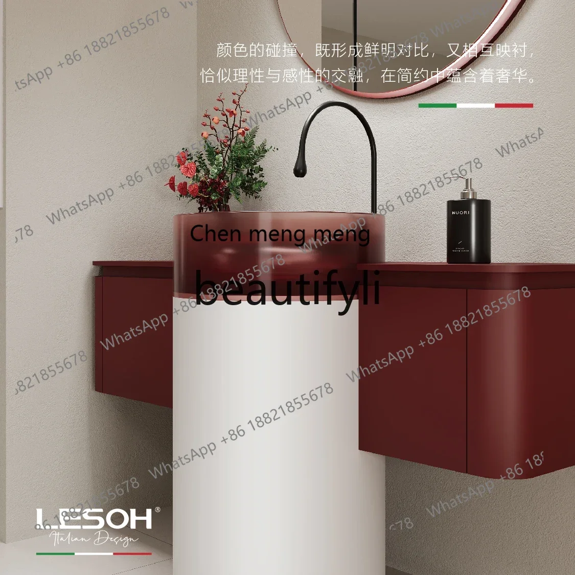 zqxCustomized bathroom cabinet Modern simple hotel wind washstand Artificial stone resin column basin combination