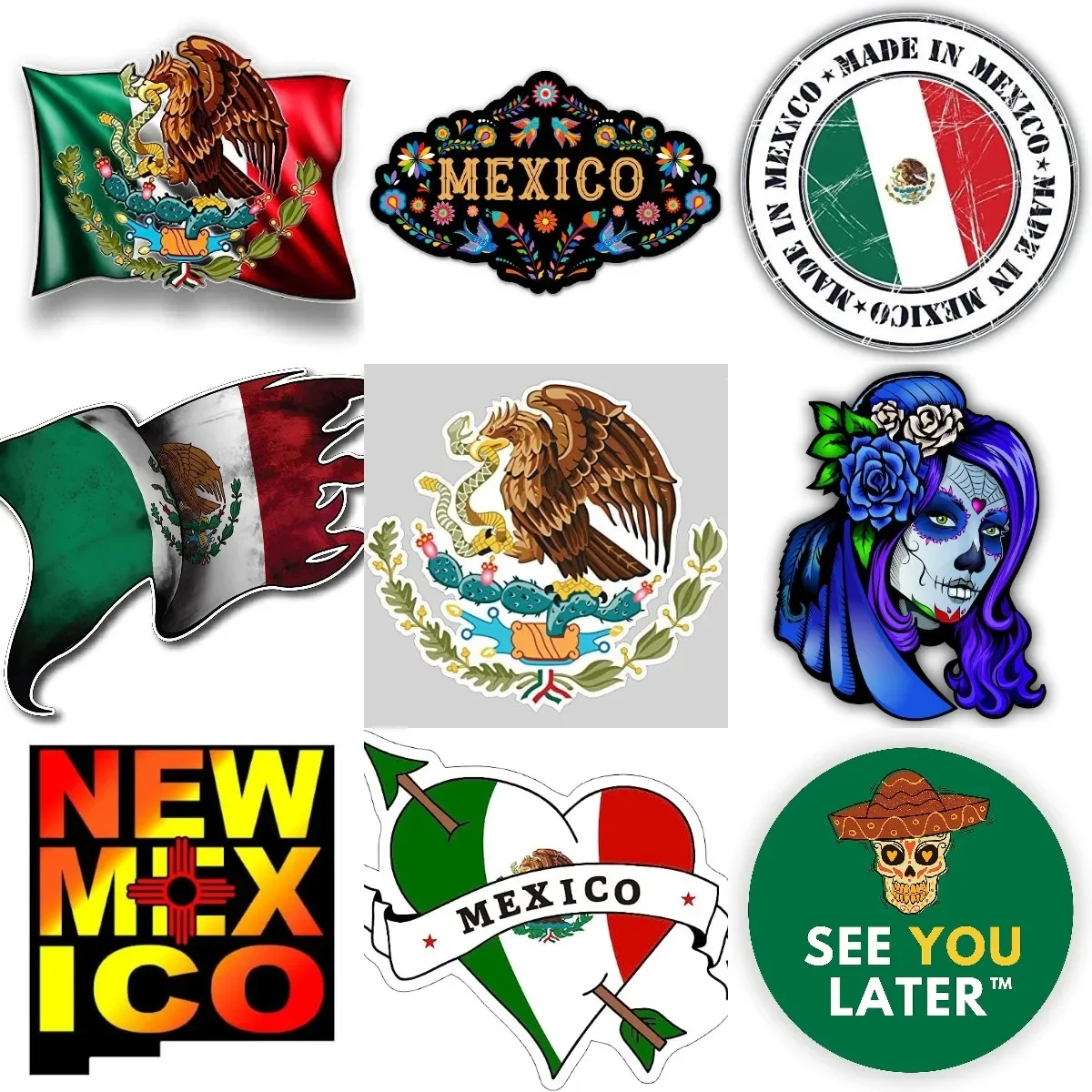 

Mexico Flag Map National Emblem Sticker for Covered Scratch Decorate Bicycle Car Window Camper Van Helmet Room Decal Accessories