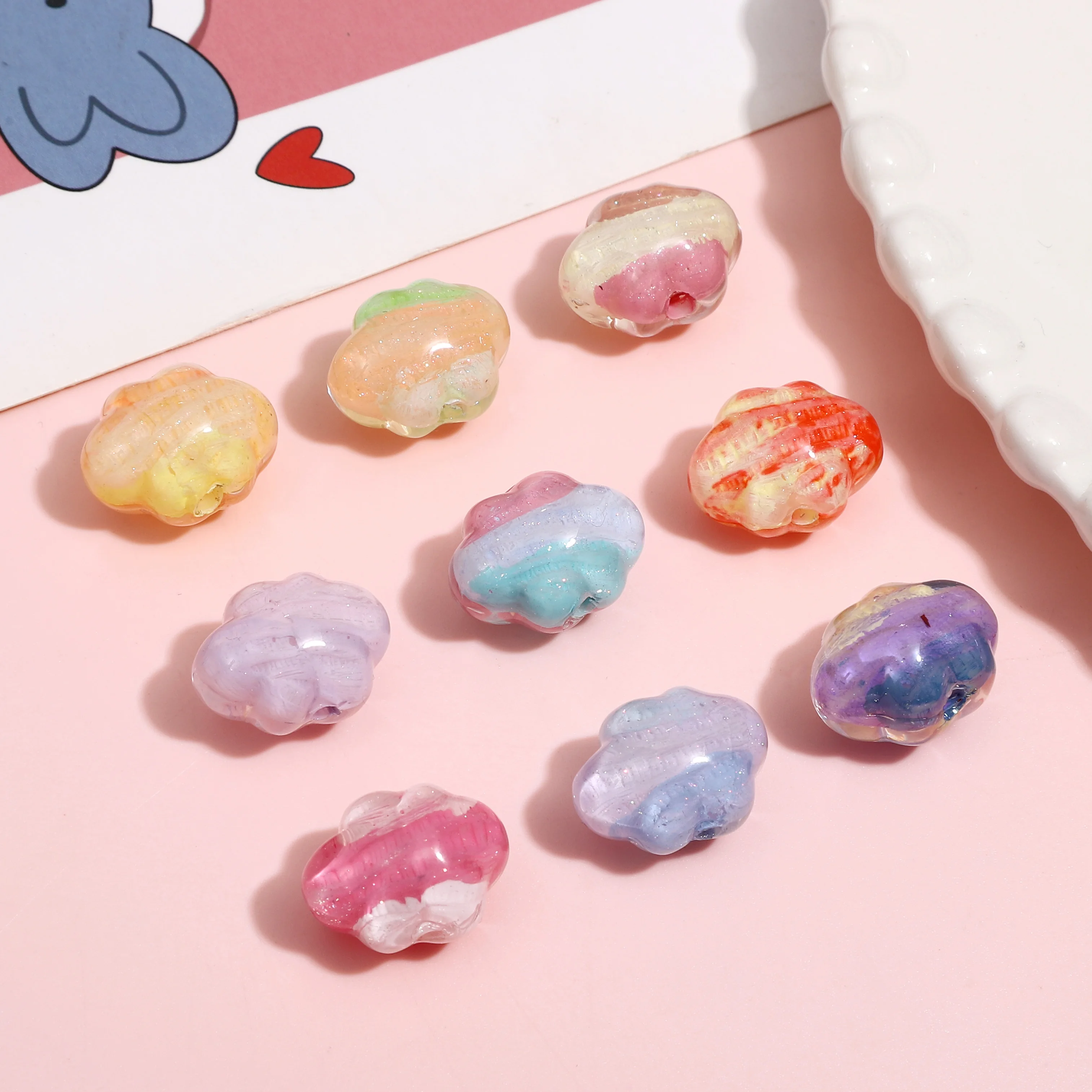 1 قطعة 15x19 مللي متر موضة الراتنج الخرز قوس قزح سحابة على شكل فضفاض الخرز Charms بها بنفسك الحرفية صنع المجوهرات اكسسوارات سلسلة هواتف