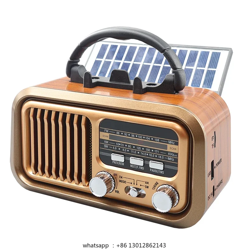 

Retro Solar Portable Multifunctional Three-Band Radio Plug-in Radio Bluetooth