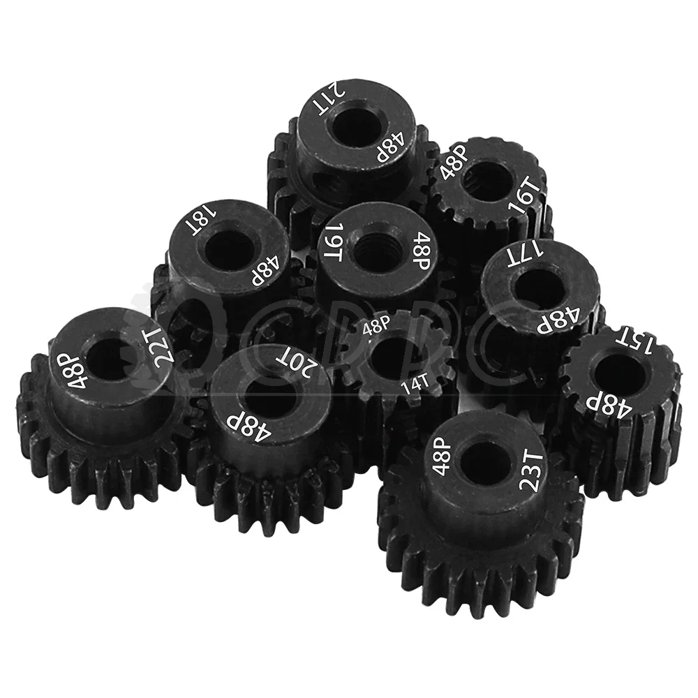 1PC 48P 3.175mm Black Steel Metal Pinion Motor Gear M0.53 14T 15 16 17T- 23T For 1/10 Axial SCX10 Rc Model Car Motor Accessories