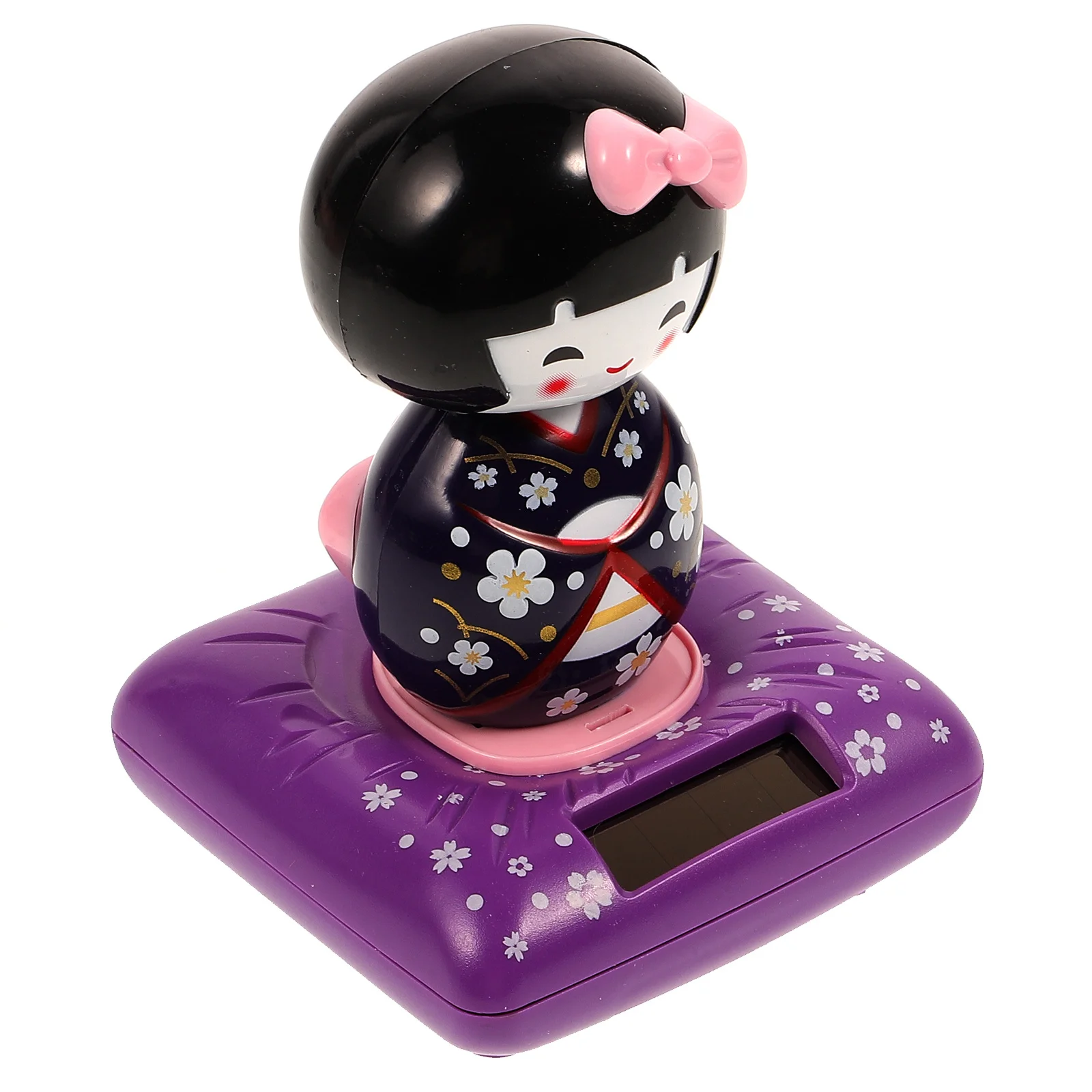 

Purple Kimono Car Ornament Solar Powered Nodding Japanese Maiko Decoration Home Office Desk Decor Car Interior Accessories