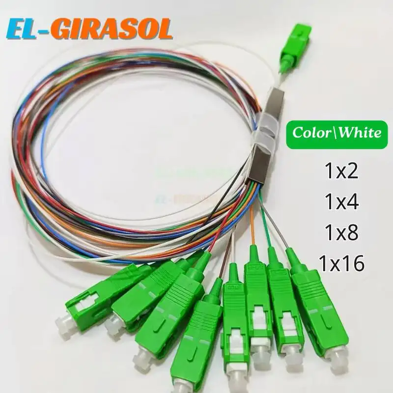 Kualitas tinggi 10 buah/lot 1X2 1X4 1X8 1X16 PLC SC/APC SM Mode tunggal 0.9mm G657A1 1m FTTH Fiber Optic Splitter