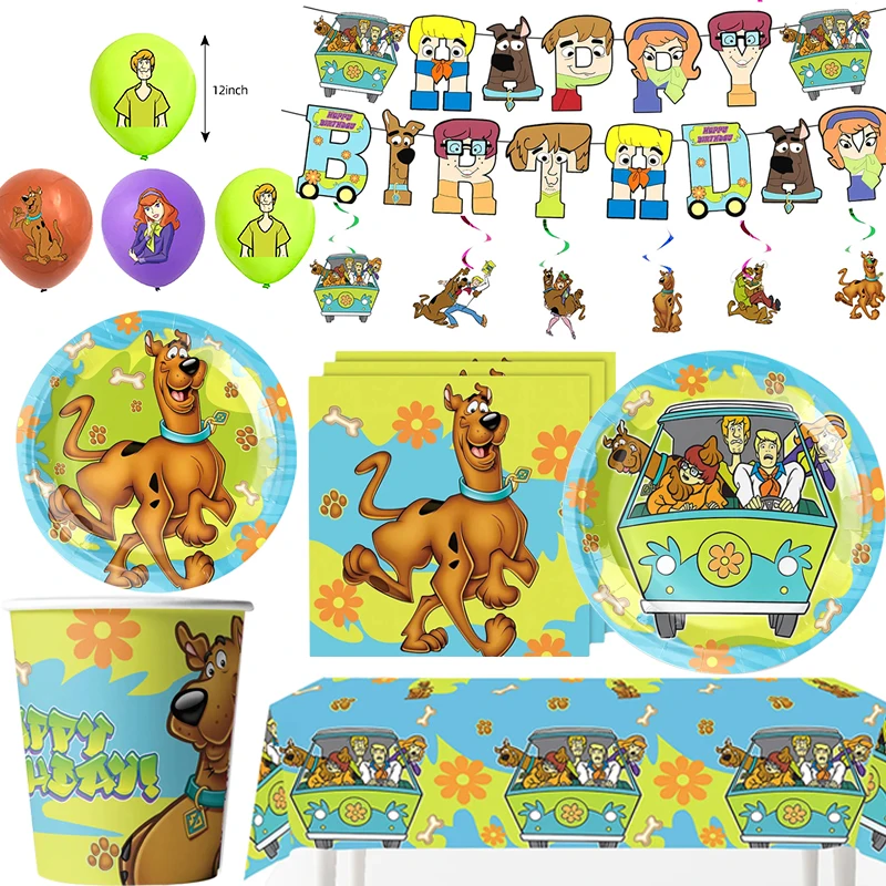 Scoobyed Birthday Supplies Cartoon Scoobyed Party Decorations napkin plate Balloons for Kids Baby Shower Supplies Gifts Easter