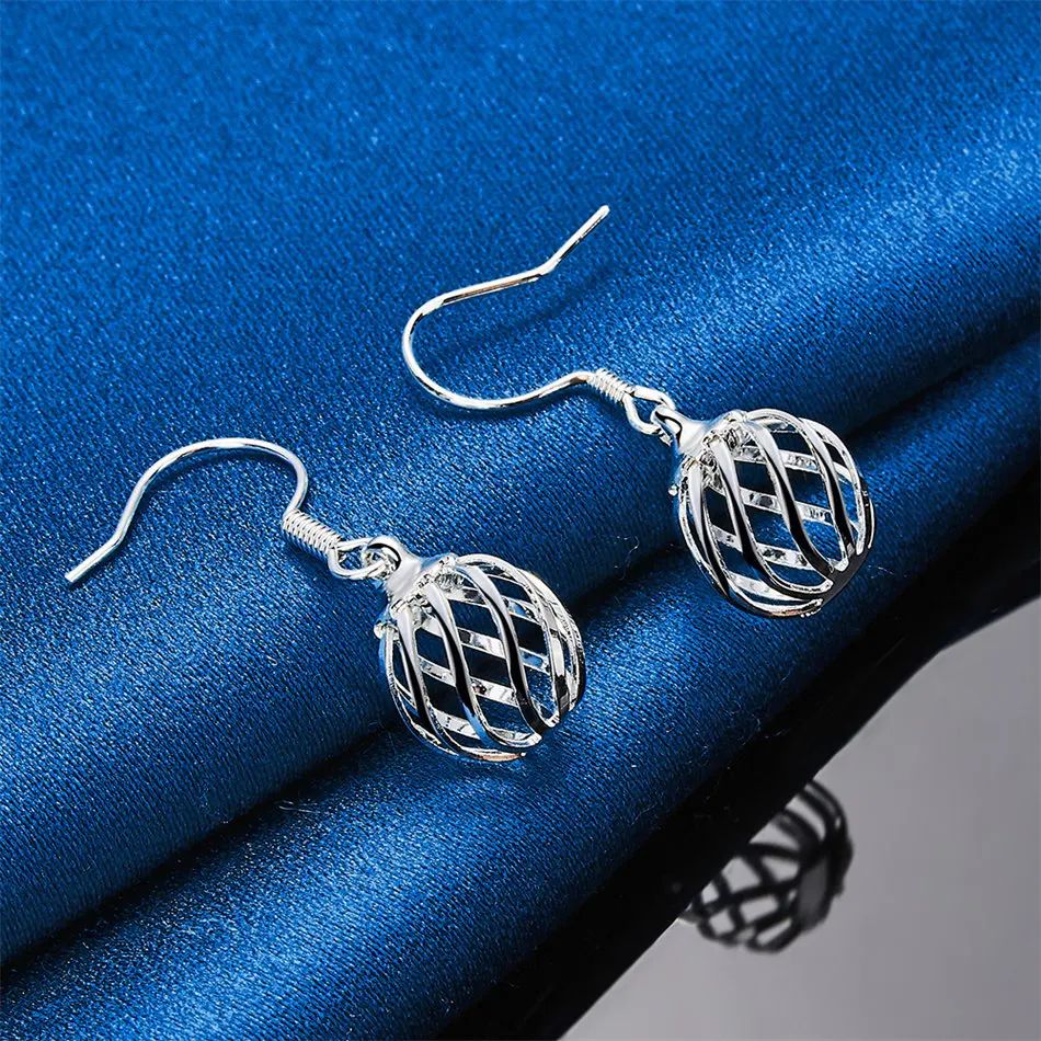 1 par de brincos de prata esterlina 925 requintados com pingente esférico oco para joias de casamento femininas acessórios de luxo