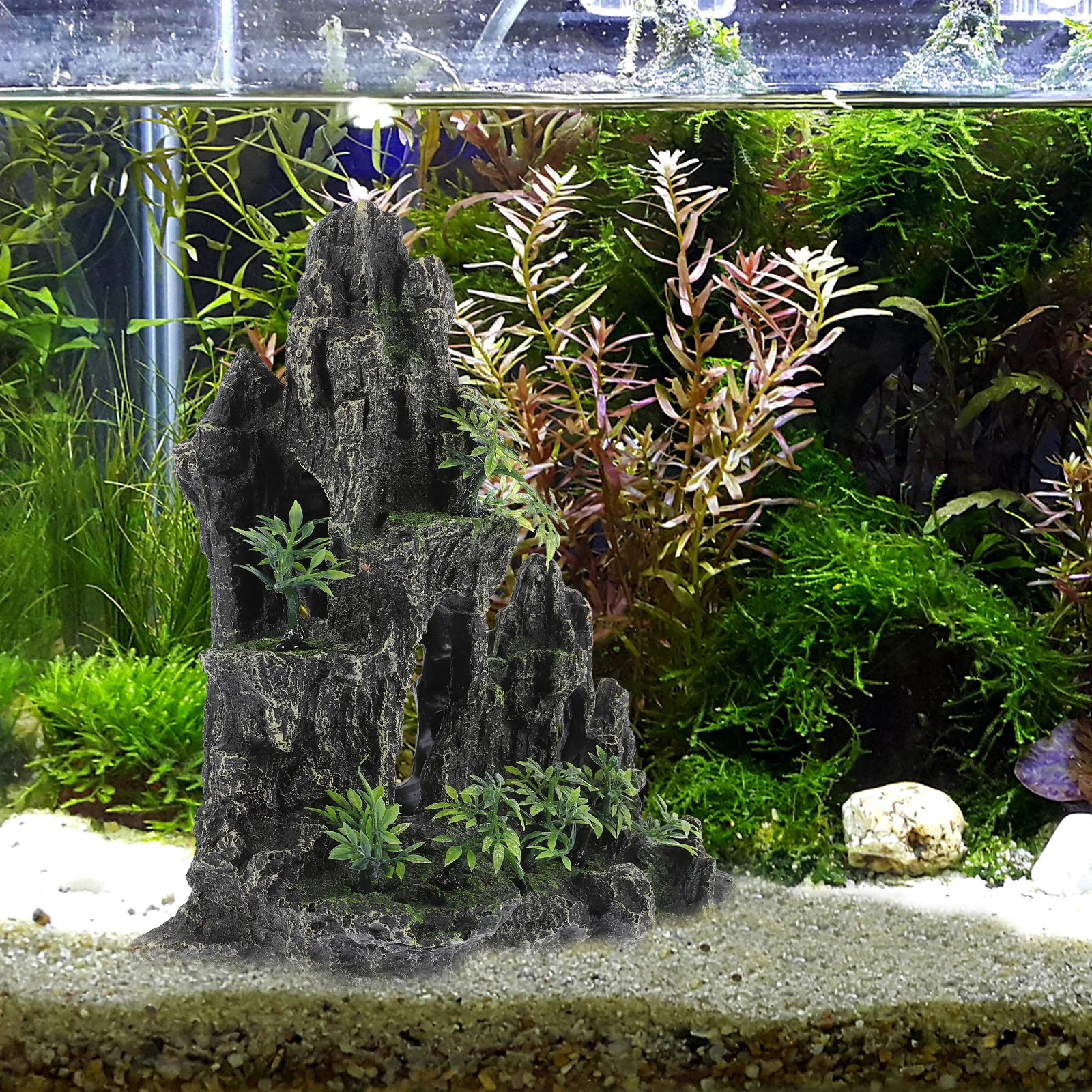 Resin Artificial Hill Aquarium Decor Fish Tank Ornament Natural Lively Atmosphere Fine Workmanship Lightweight Compact