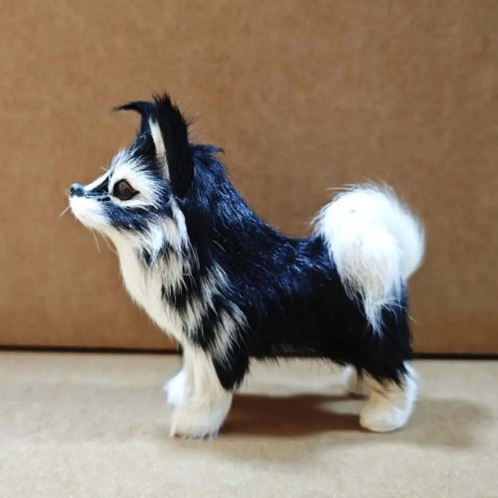 Grote Staart Wolfshond Knuffel Aantrekkelijke Ogen Geitenbont Pluche Wolfdog Pop Wit & Zwart Cartoon Hond Gevulde Plushie Pop