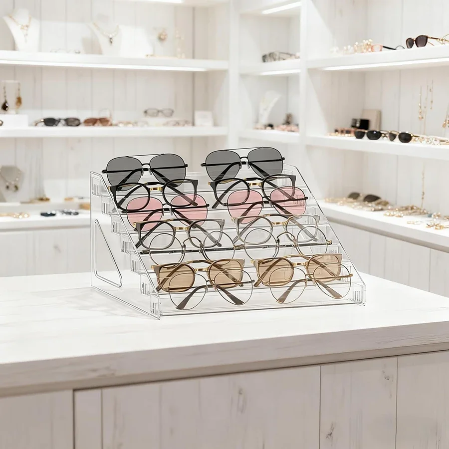 Sunglasses Storage Box - Transparent Glasses Display Stand - Glasses Organizer - Desktop Stand for Glasses (7 Layers)